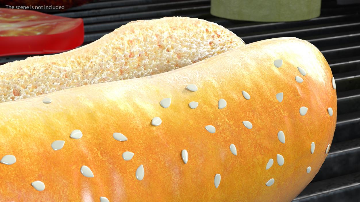 Cut Sesame Bun 3D model