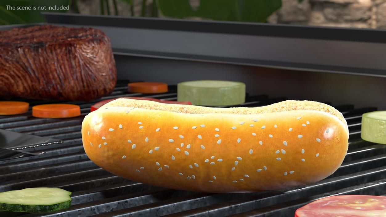 Cut Sesame Bun 3D model