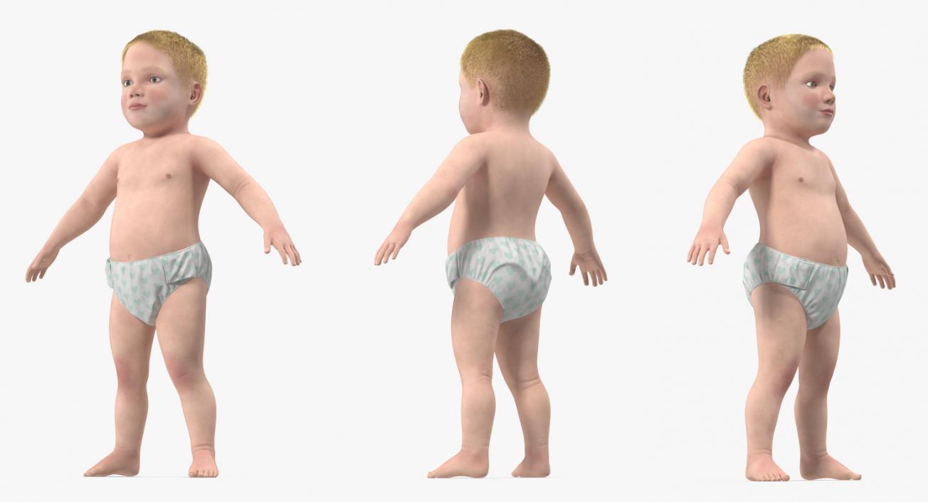 3D Small Baby Boy with Fur model