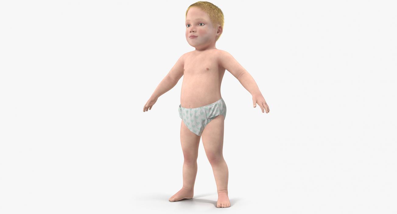 3D Small Baby Boy with Fur model