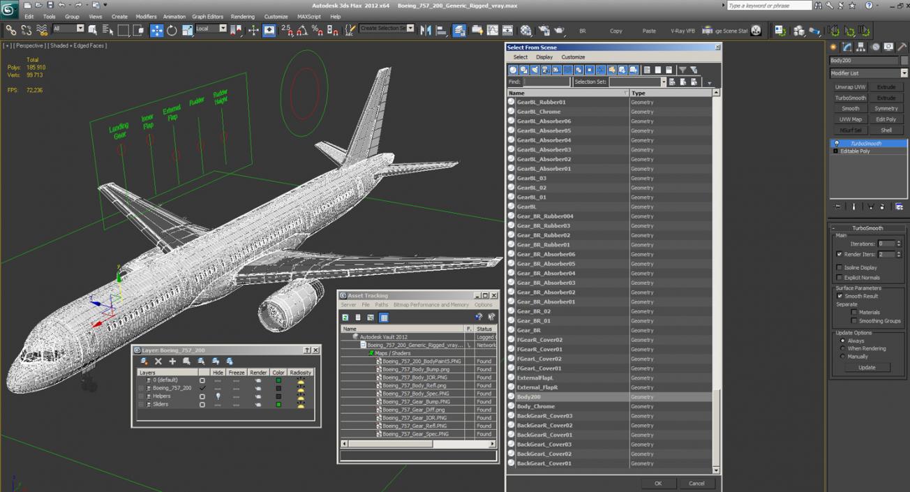 Boeing 757-200 Generic Rigged 3D model