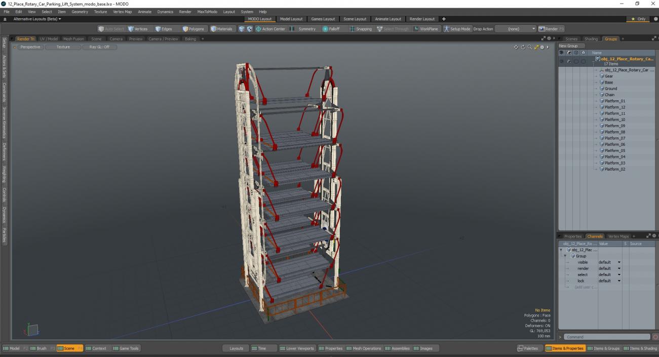 12 Place Rotary Car Parking Lift System 3D model