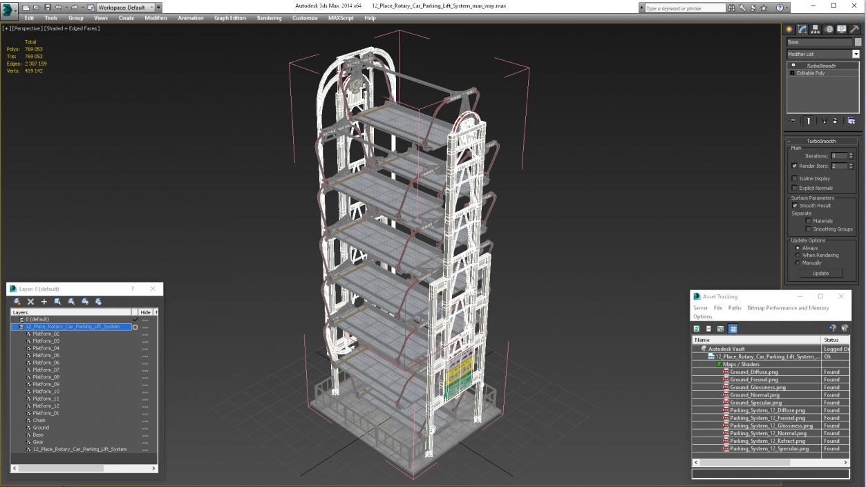 12 Place Rotary Car Parking Lift System 3D model