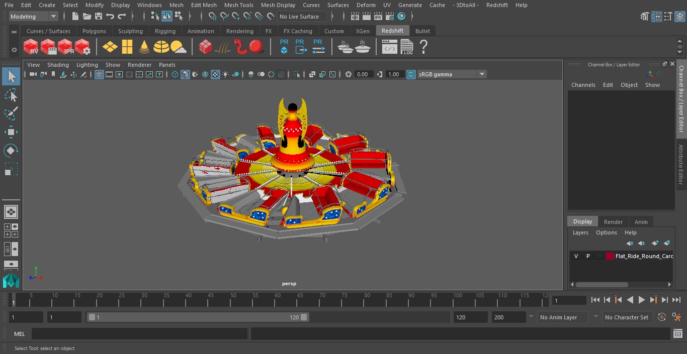 Flat Ride Round Carousel 3D model