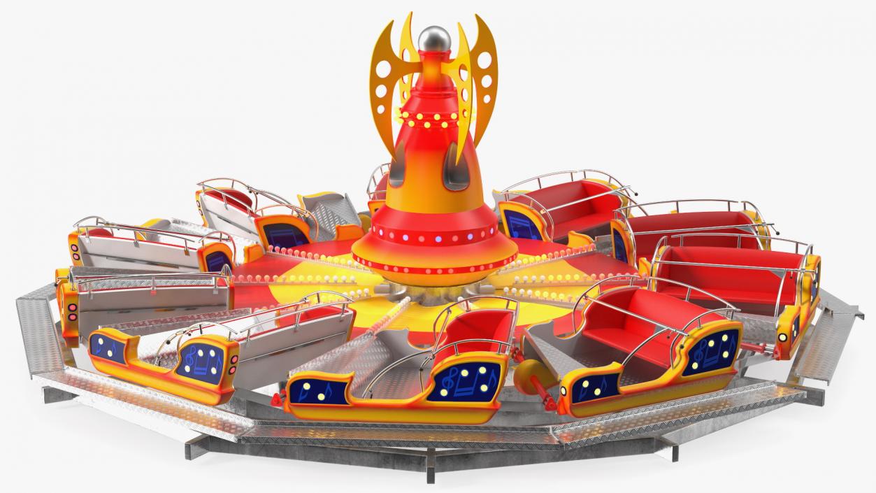 Flat Ride Round Carousel 3D model