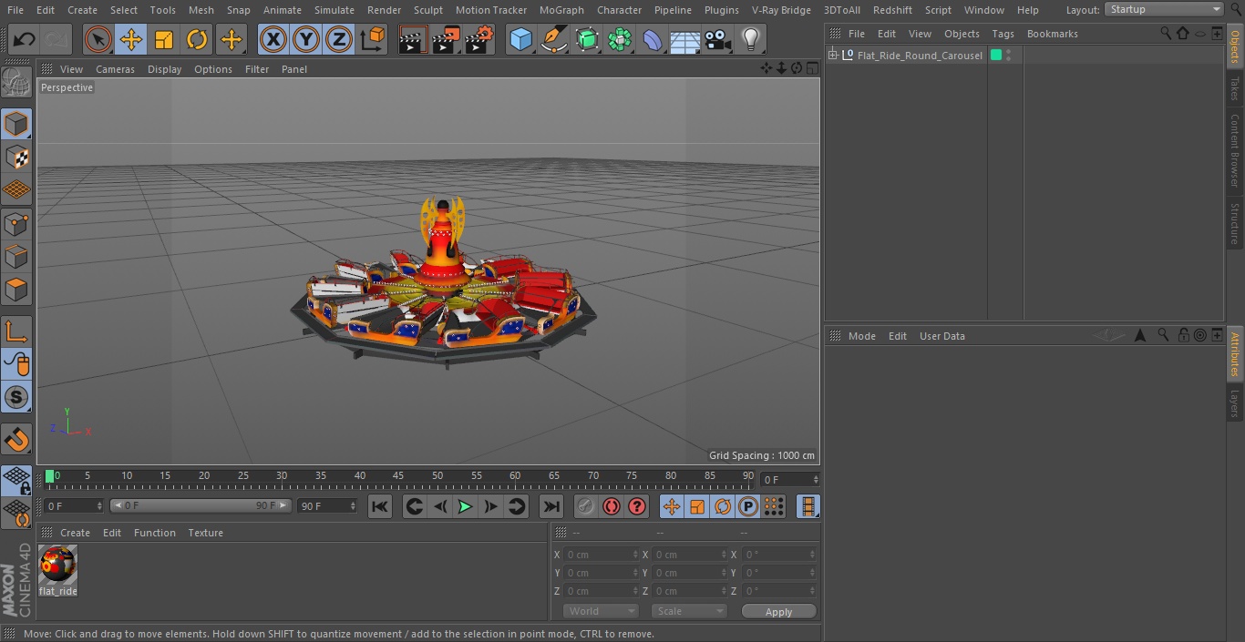 Flat Ride Round Carousel 3D model