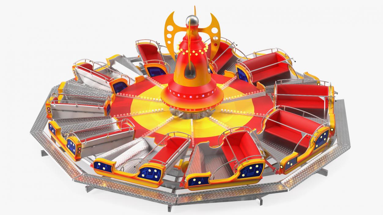 Flat Ride Round Carousel 3D model