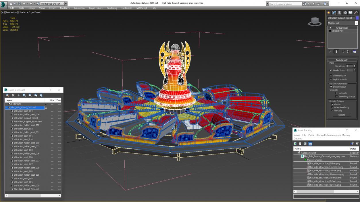 Flat Ride Round Carousel 3D model