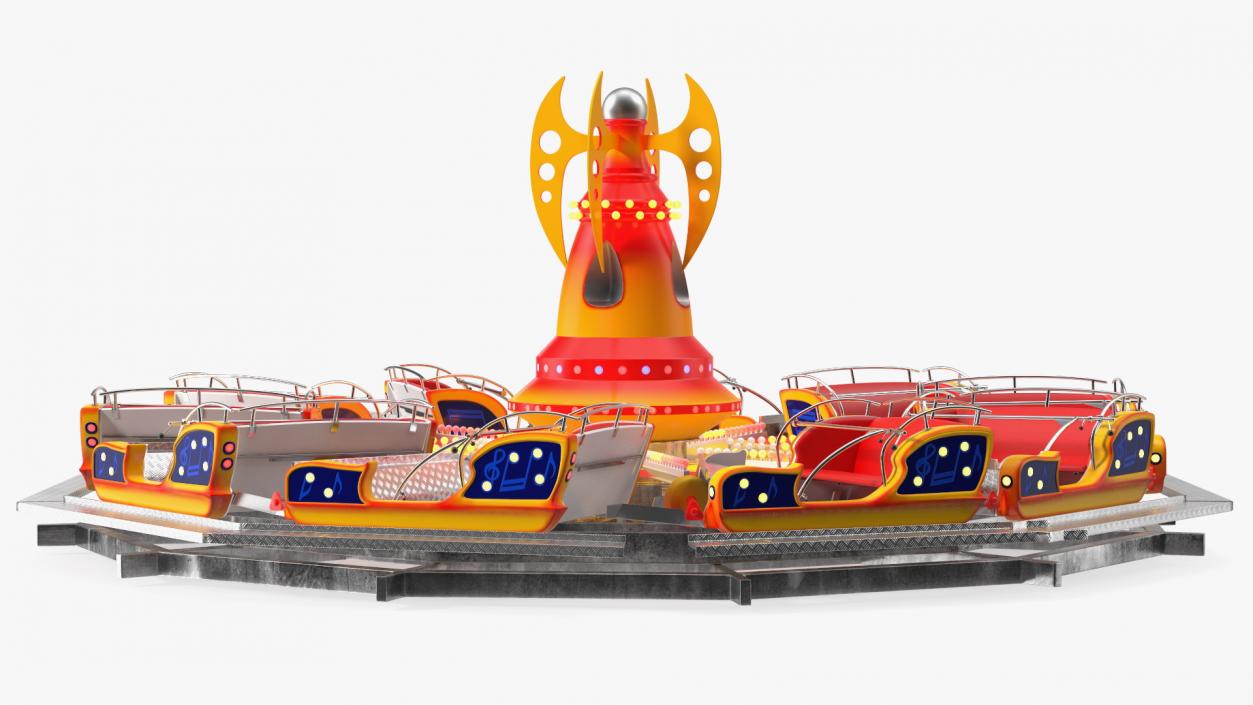 Flat Ride Round Carousel 3D model