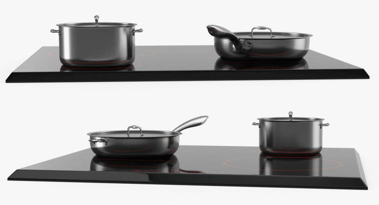 Black Induction Hob Generic 3D