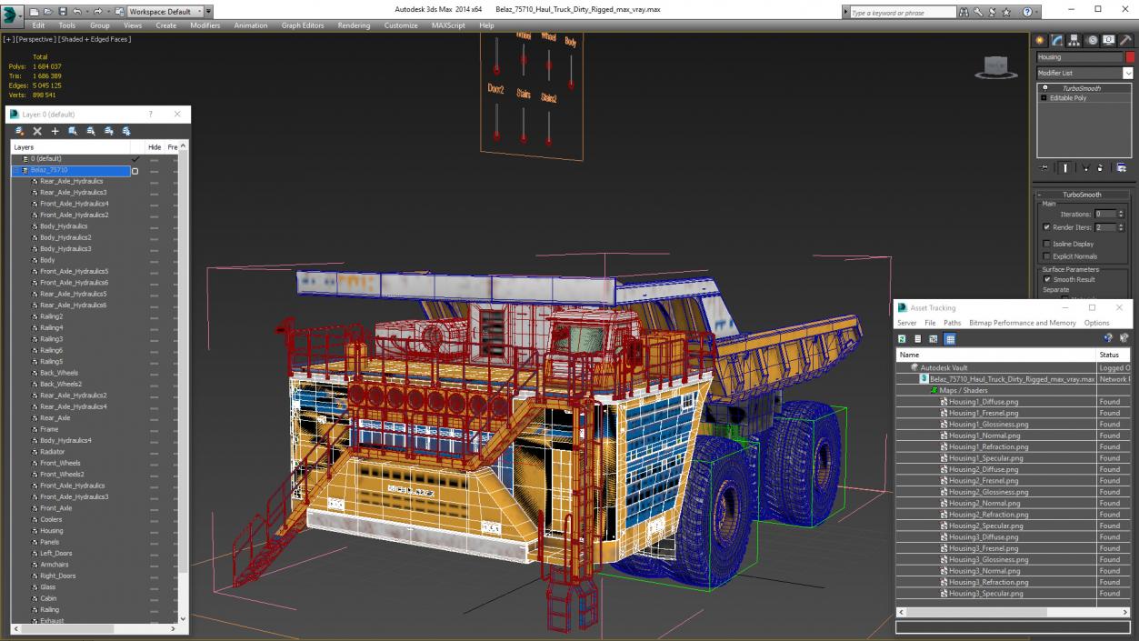 3D model Belaz 75710 Haul Truck Dirty Rigged