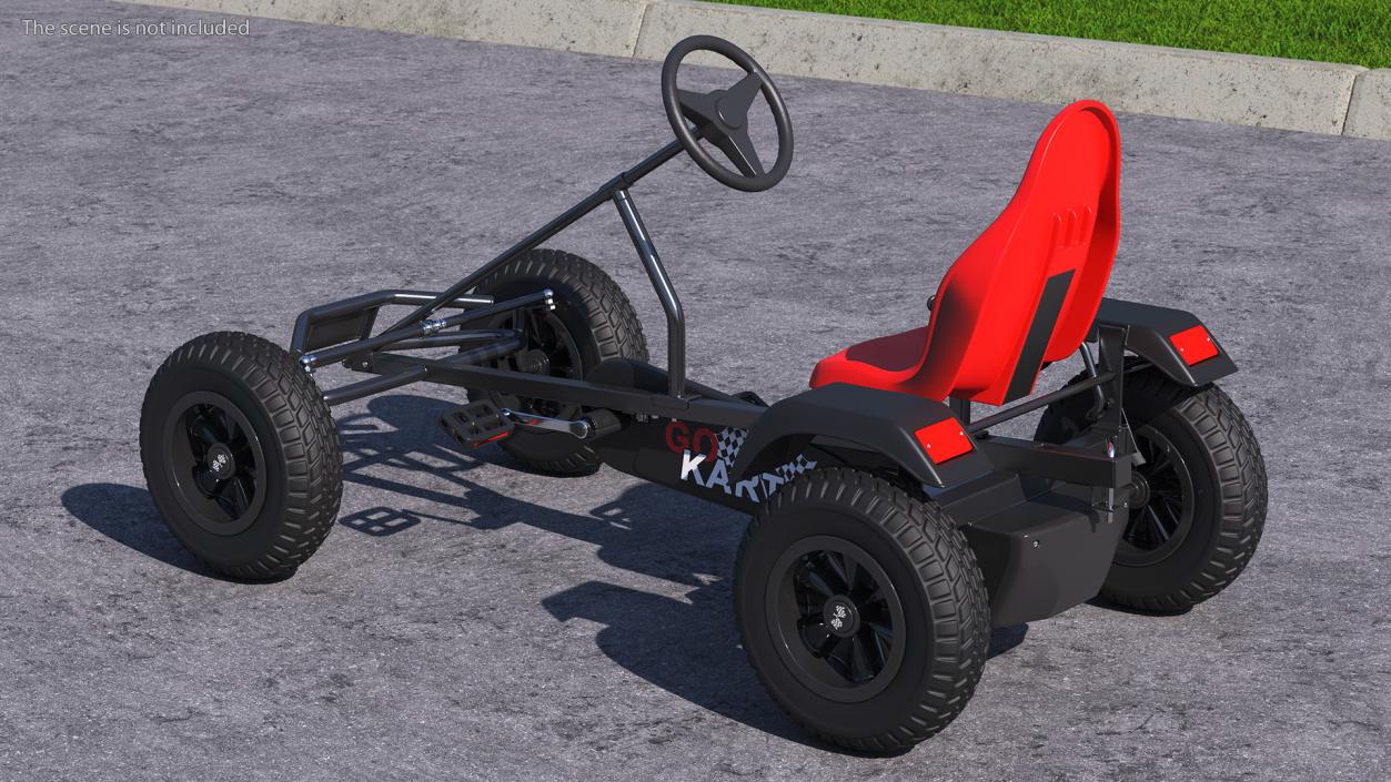 3D model Red Pedal Car with Adjustable Seat Rigged for Cinema 4D