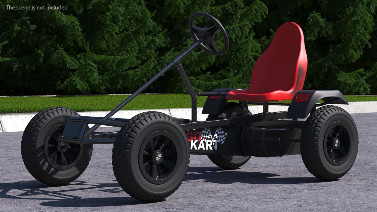 3D model Red Pedal Car with Adjustable Seat Rigged for Cinema 4D