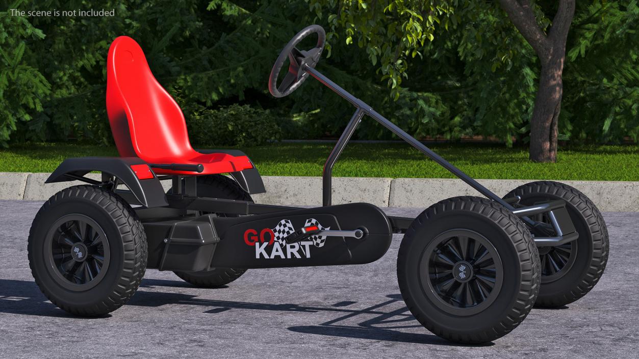 3D model Red Pedal Car with Adjustable Seat Rigged for Cinema 4D