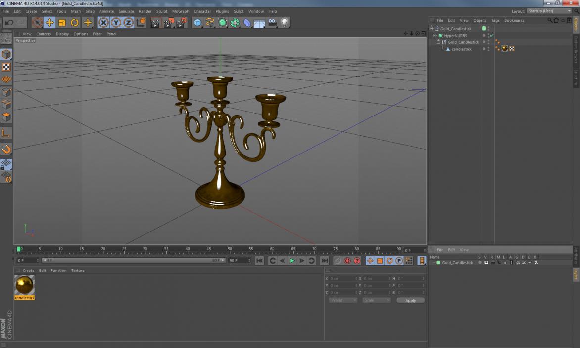 3D Gold Candlestick