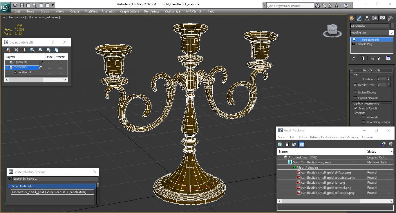 3D Gold Candlestick