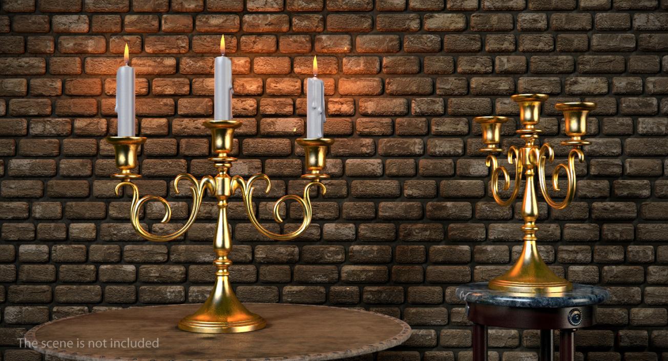 3D Gold Candlestick