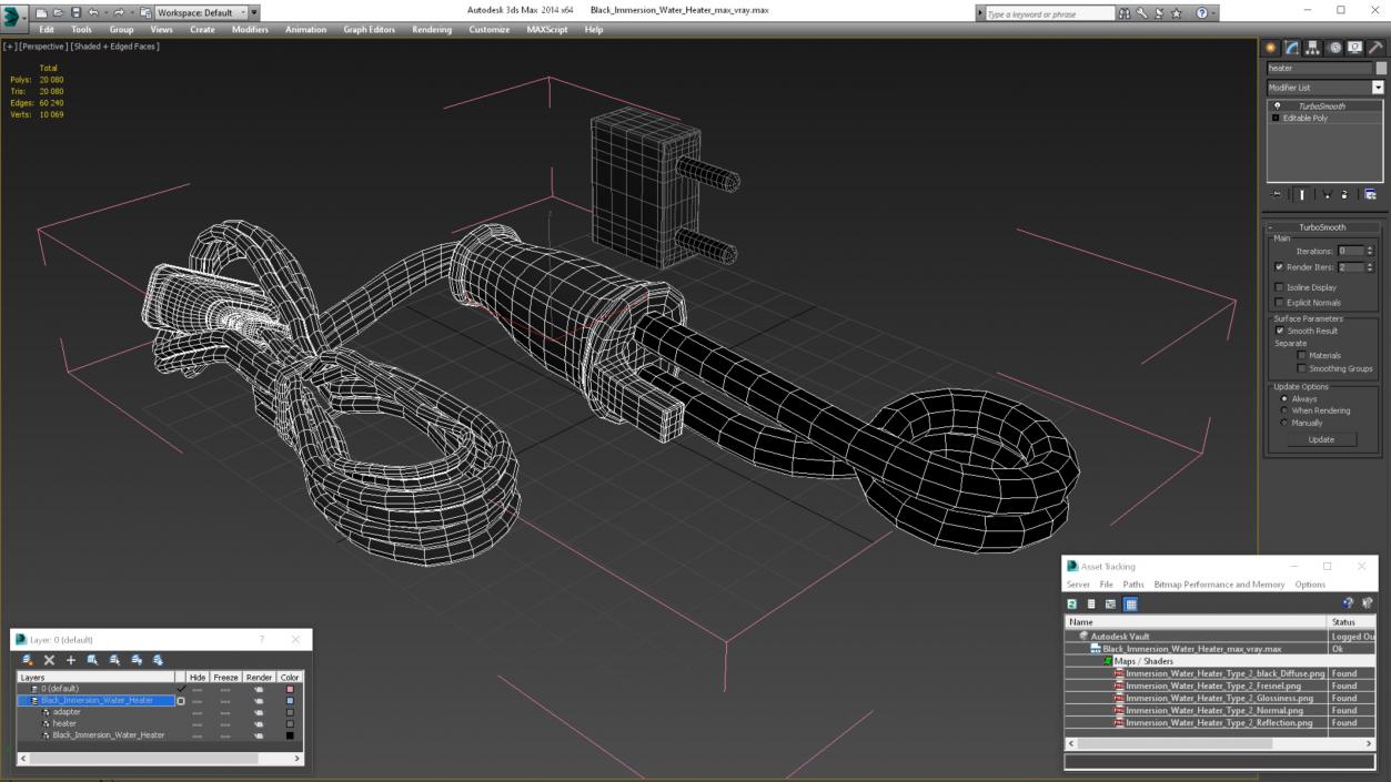 3D Black Immersion Water Heater model