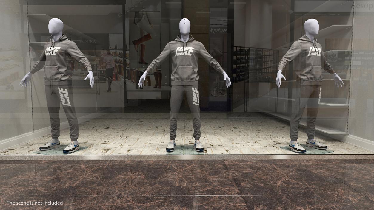 3D Nike Sportswear Suit Anthrazit Lowered Hood on Mannequin