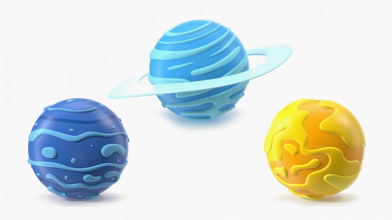 3D Cartoon Planets Collection