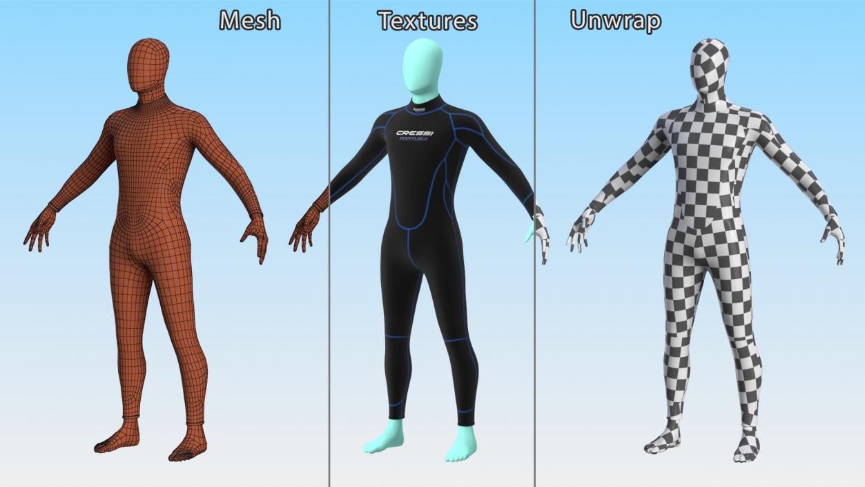 3D Man Wetsuit Cressi Full Version 2 model