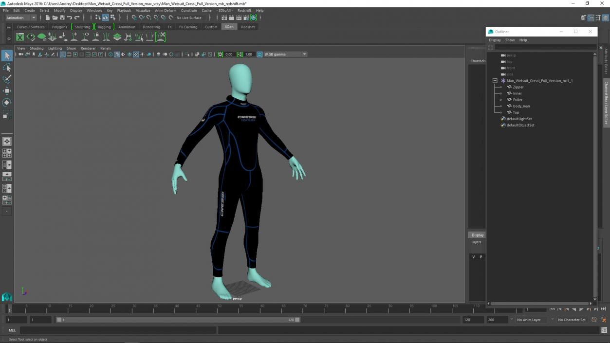 3D Man Wetsuit Cressi Full Version 2 model