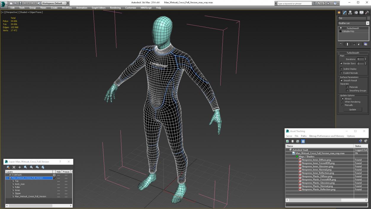 3D Man Wetsuit Cressi Full Version 2 model