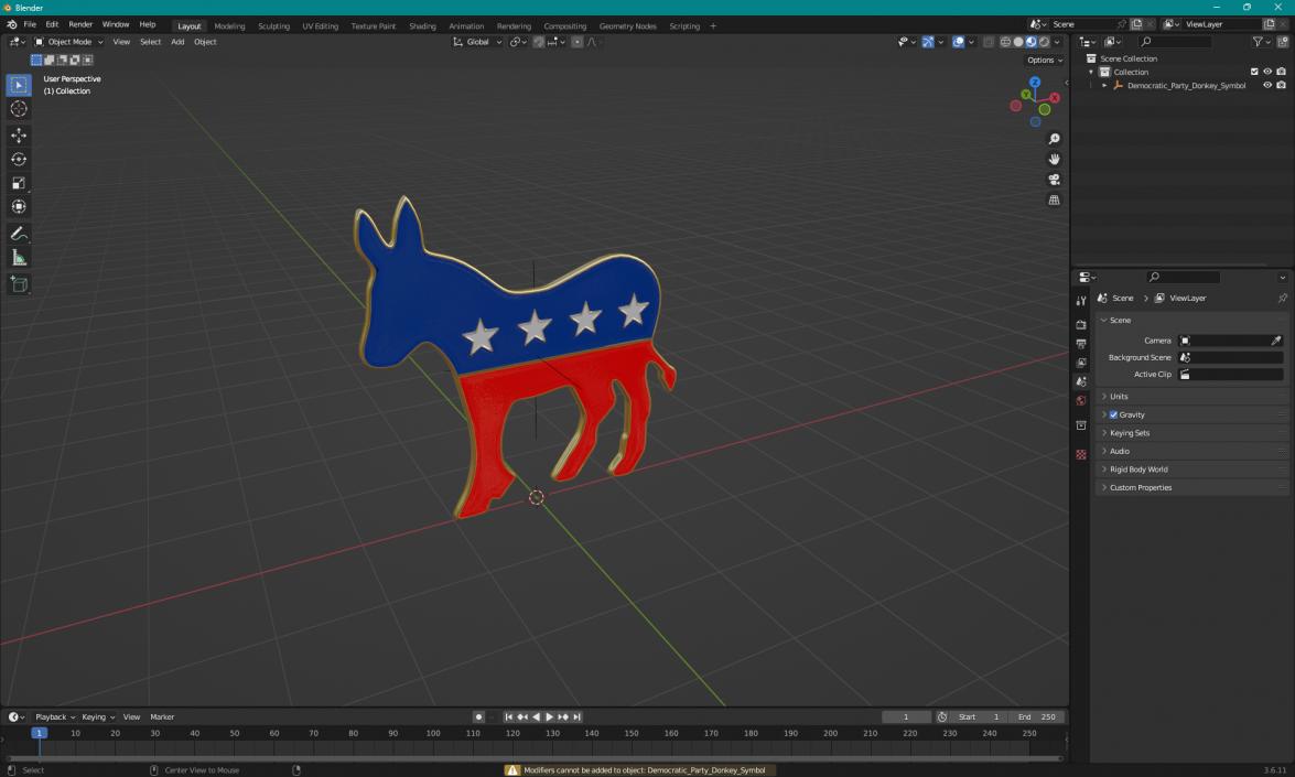 3D model Democratic Party Donkey Symbol