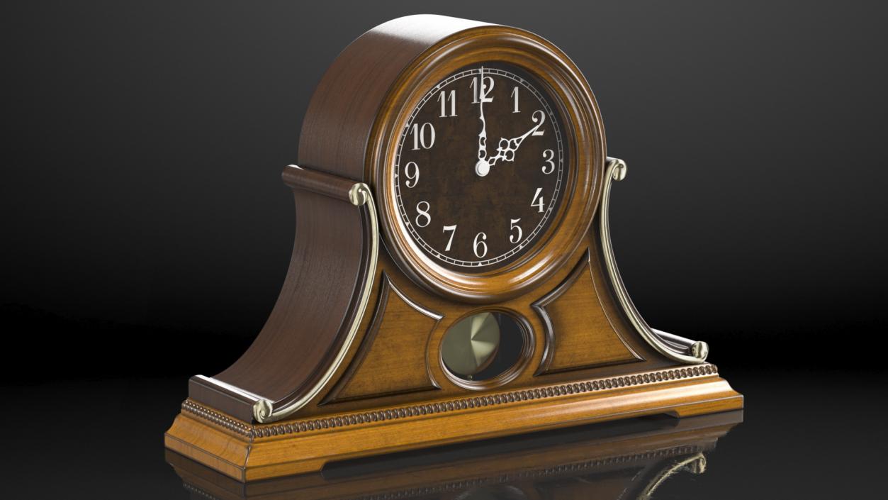 3D Antique Wooden Musical Clock model