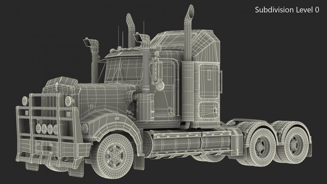 3D model Vintage Semi-Truck Rigged