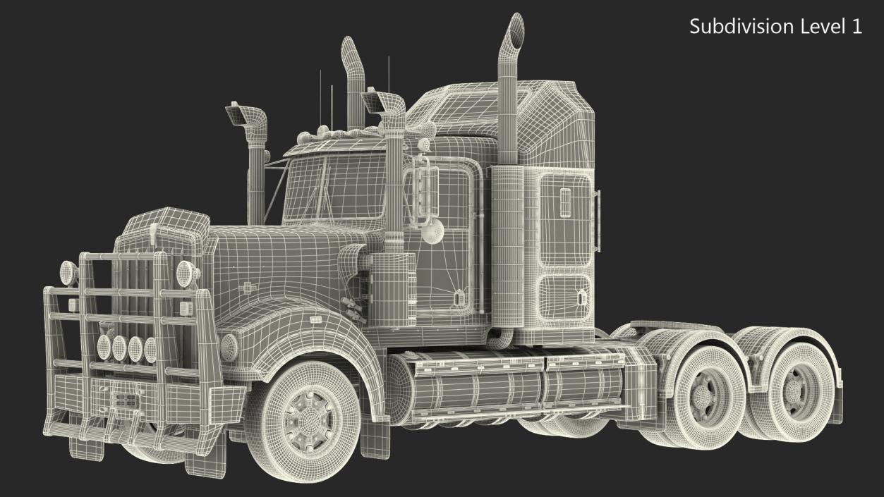 3D model Vintage Semi-Truck Rigged