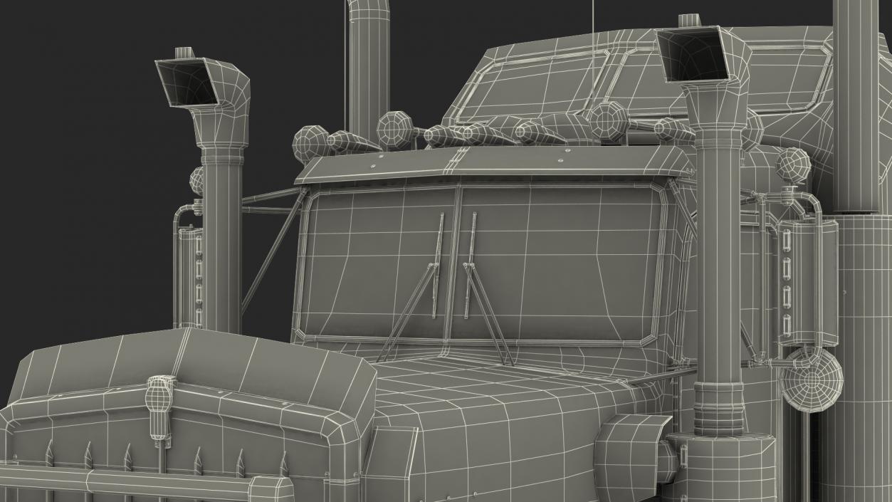 3D model Vintage Semi-Truck Rigged