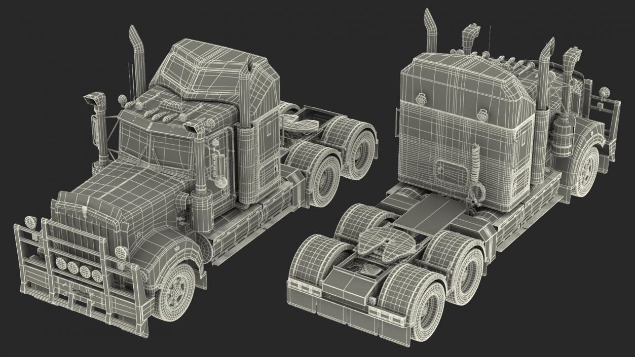 3D model Vintage Semi-Truck Rigged