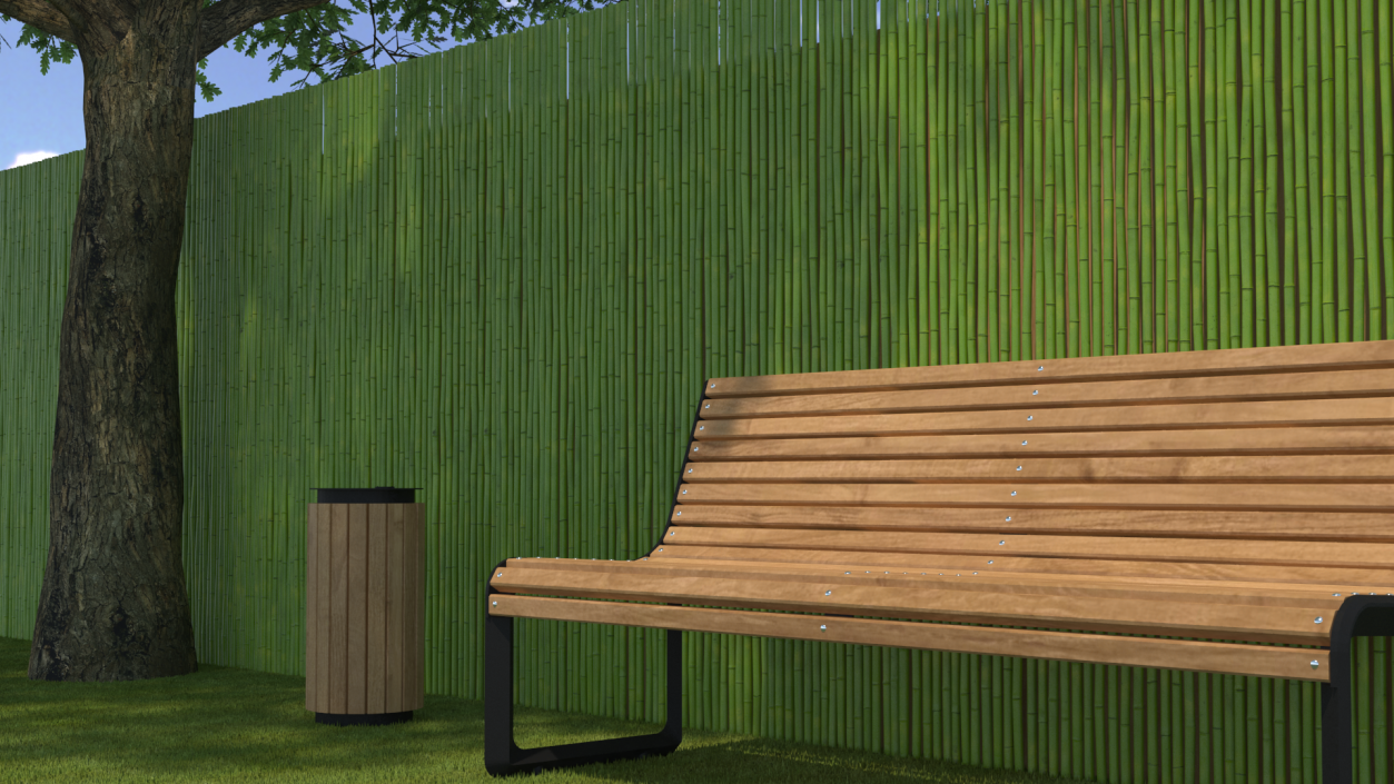 3D Natural Bamboo Fence Green