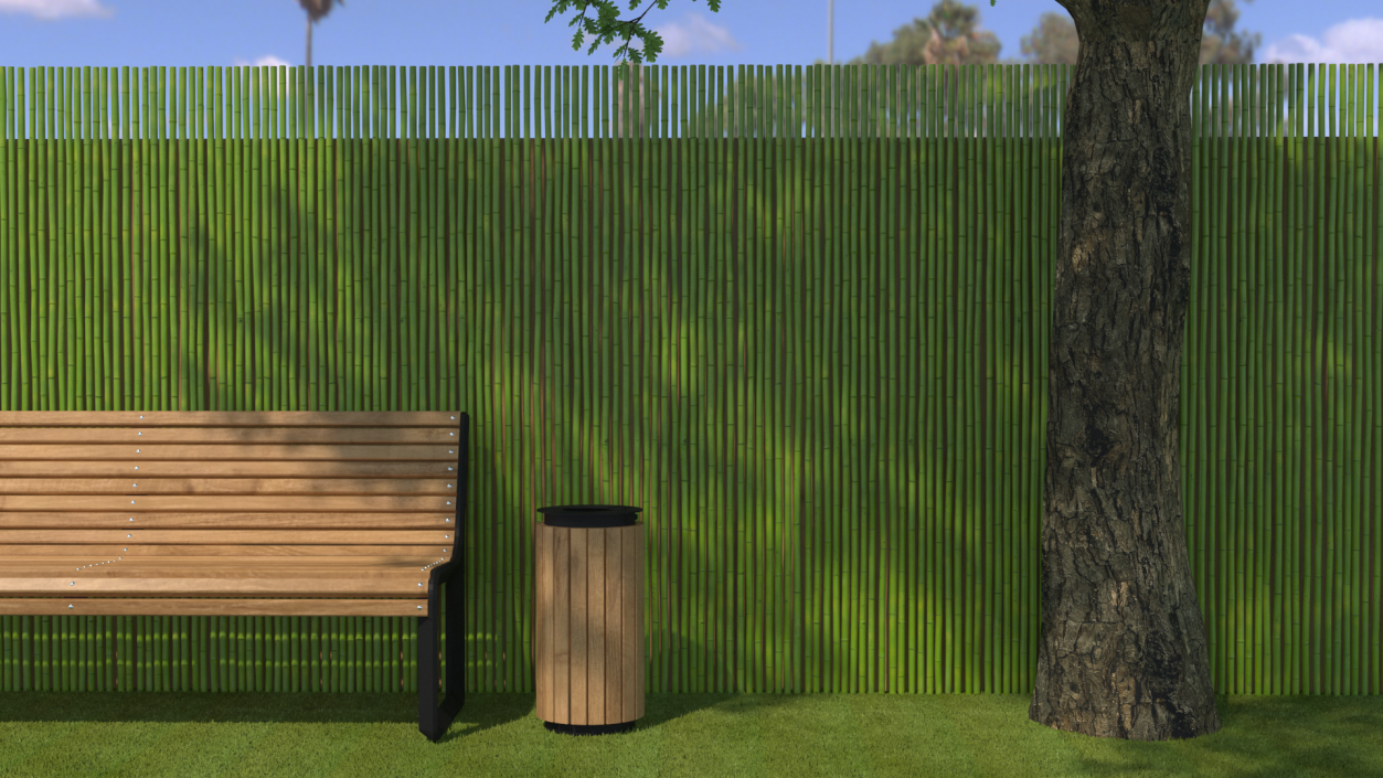 3D Natural Bamboo Fence Green