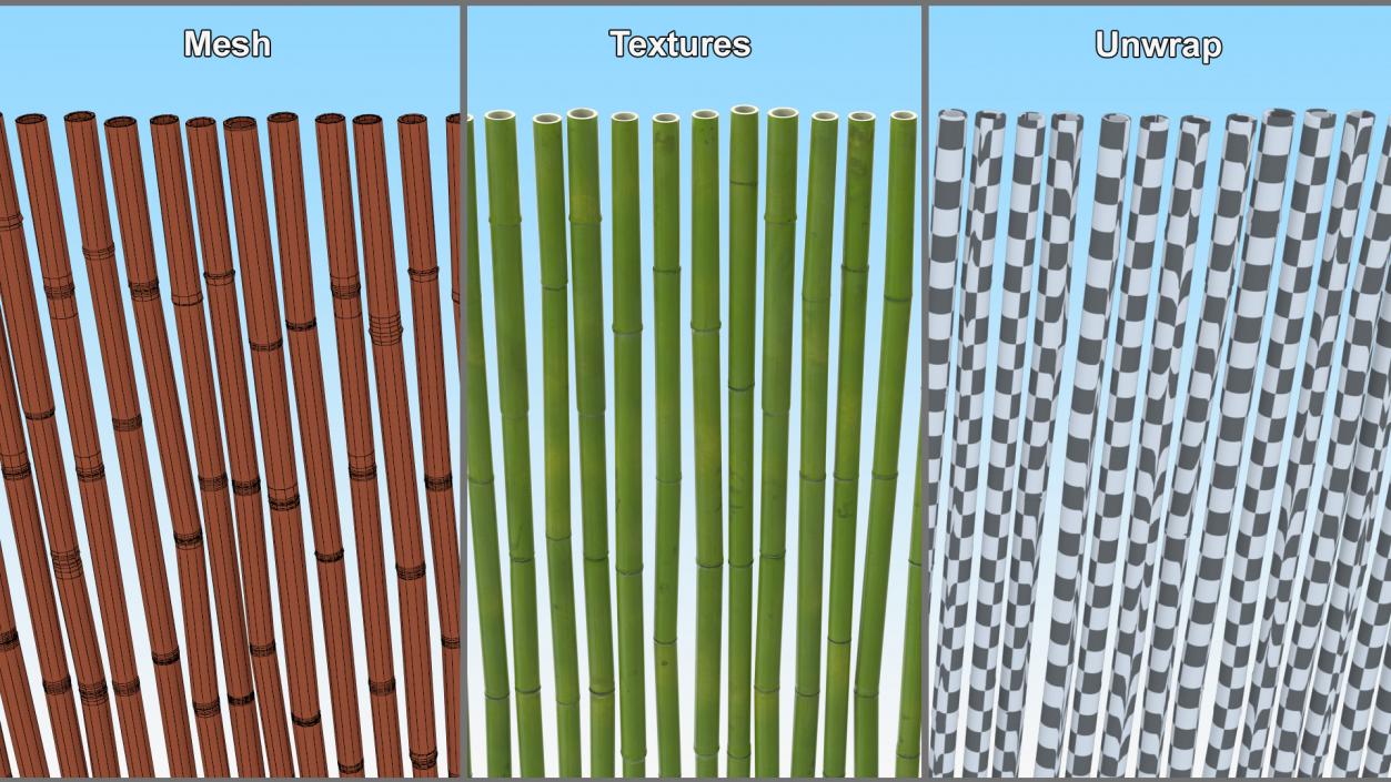 3D Natural Bamboo Fence Green