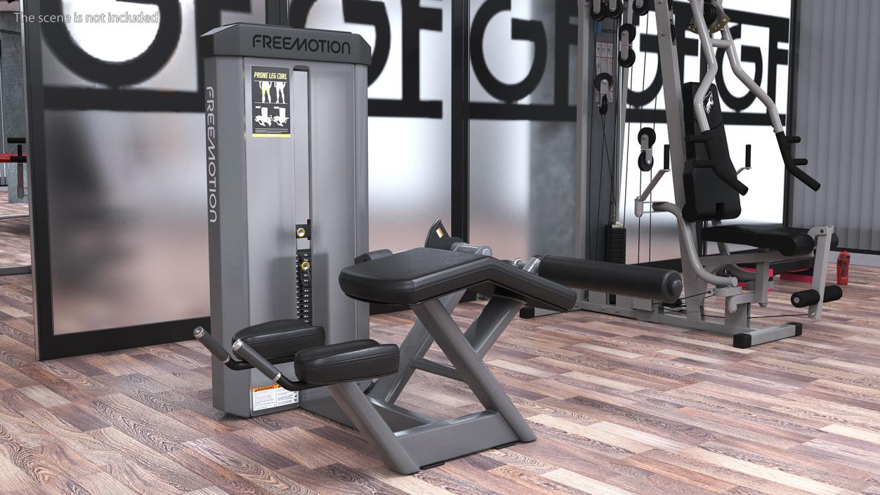 3D Prone Leg Curl Trainer Grey Frame model