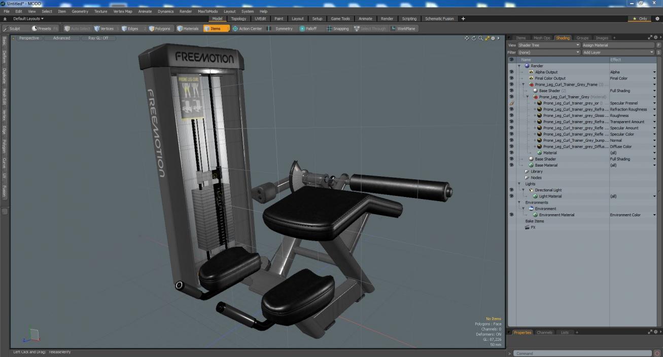 3D Prone Leg Curl Trainer Grey Frame model