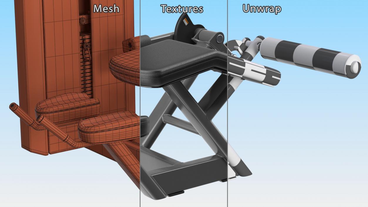 3D Prone Leg Curl Trainer Grey Frame model