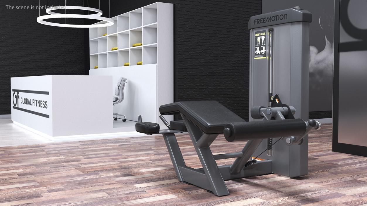 3D Prone Leg Curl Trainer Grey Frame model