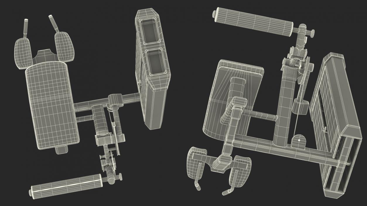 3D Prone Leg Curl Trainer Grey Frame model