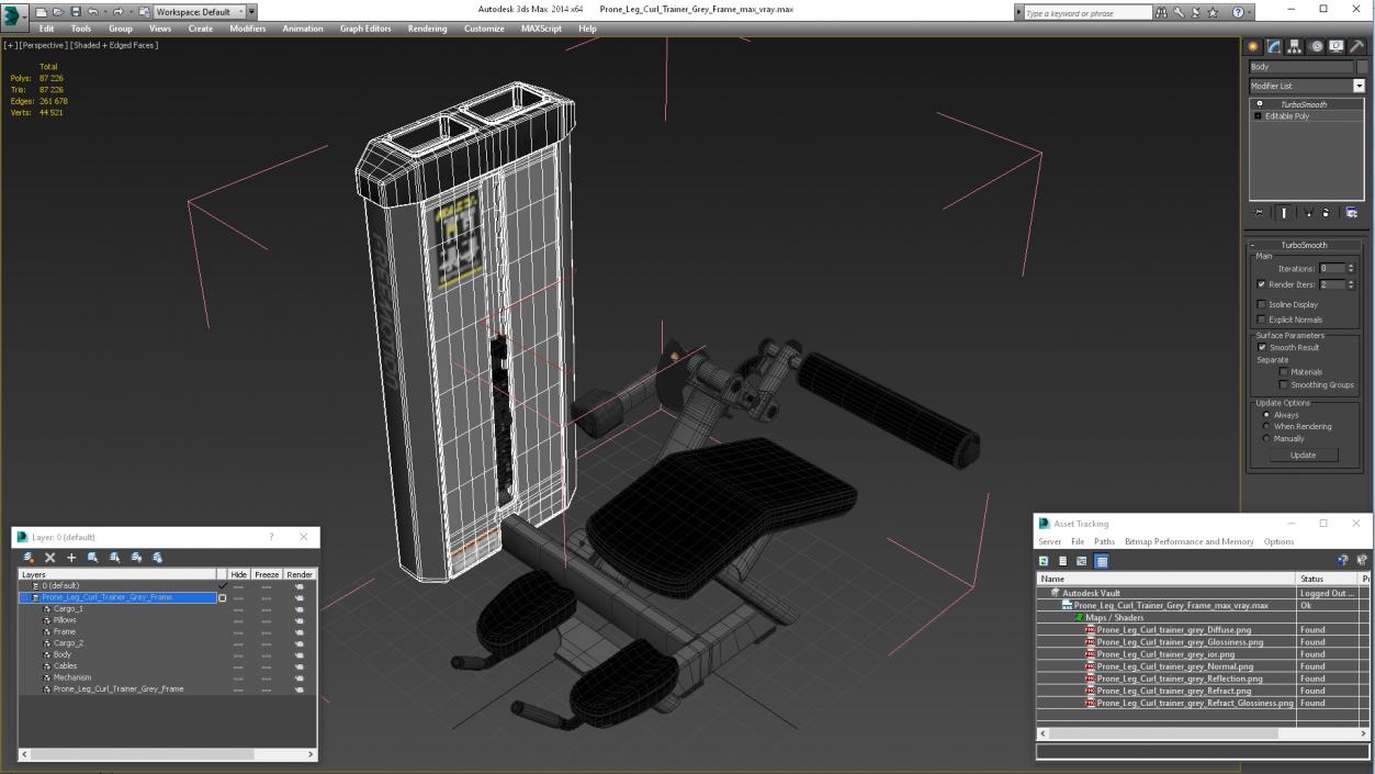 3D Prone Leg Curl Trainer Grey Frame model