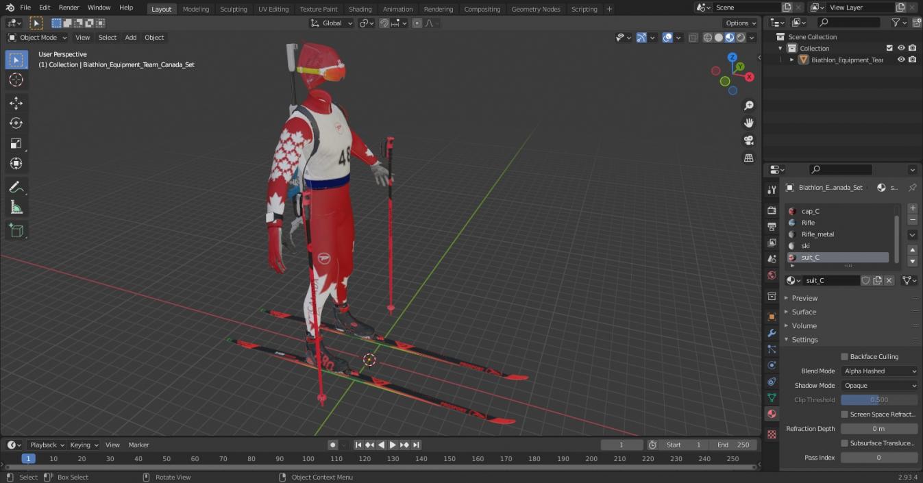 Biathlon Equipment Team Canada Set 3D model