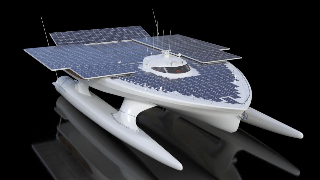 3D Solar Electric Boat Rigged