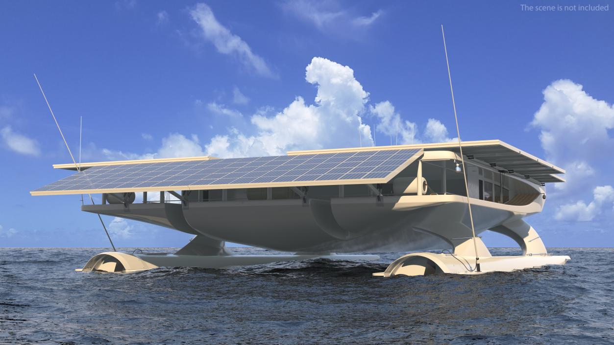 3D Solar Electric Boat Rigged