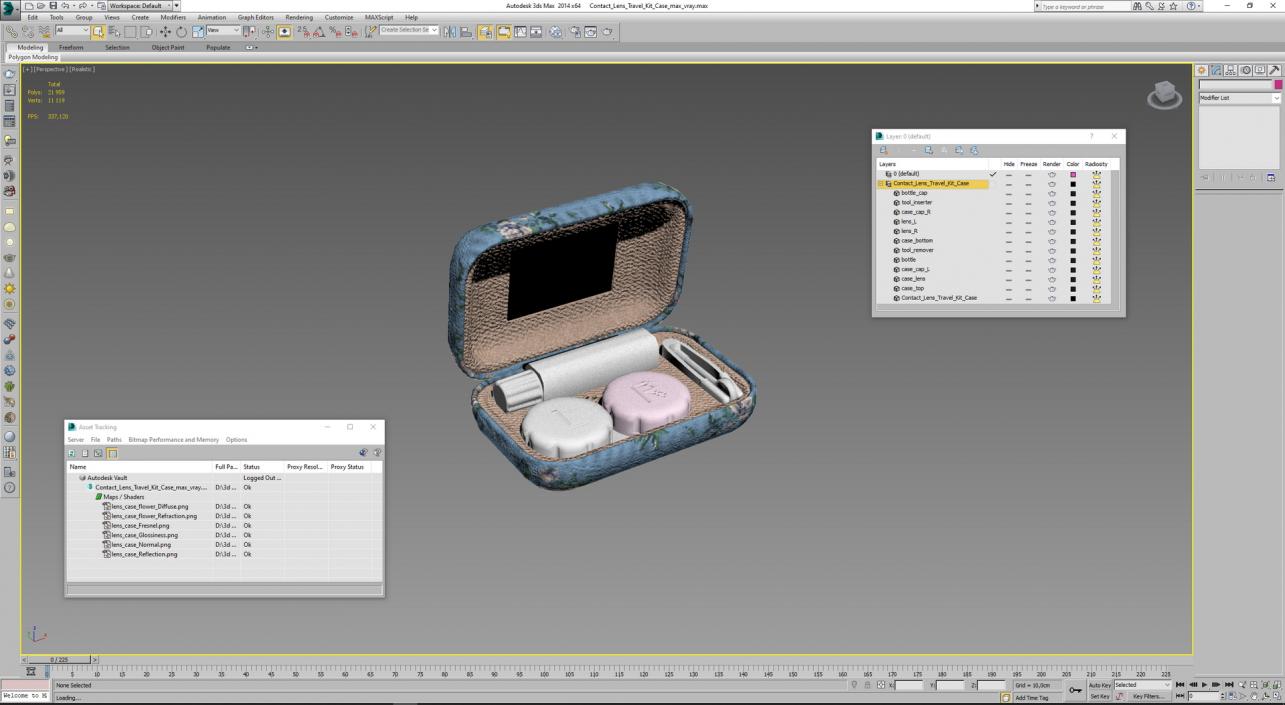 3D Contact Lens Travel Kit Case model