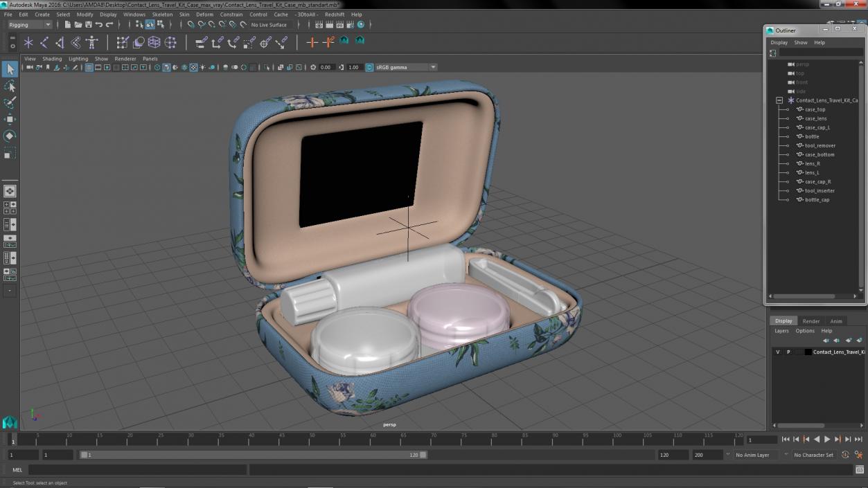 3D Contact Lens Travel Kit Case model