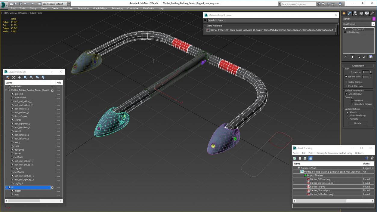 Mottez Folding Parking Barrier Rigged 3D