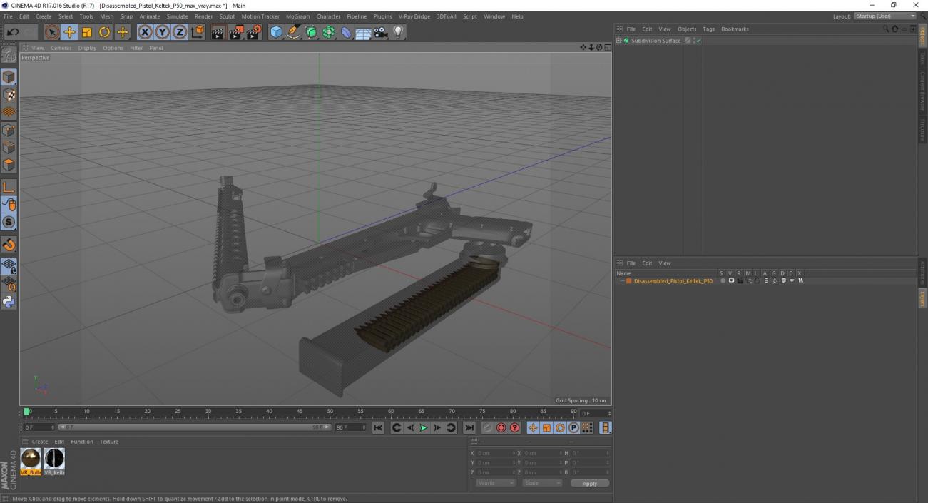 3D model Disassembled Pistol Keltek P50