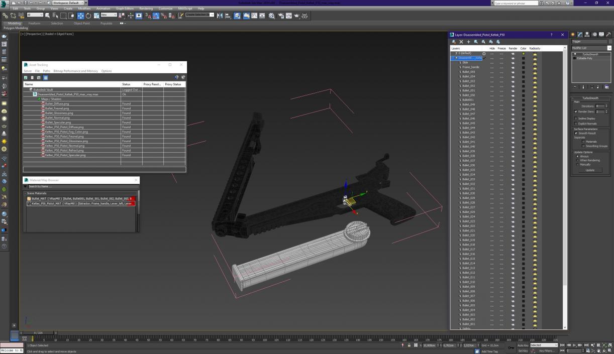 3D model Disassembled Pistol Keltek P50